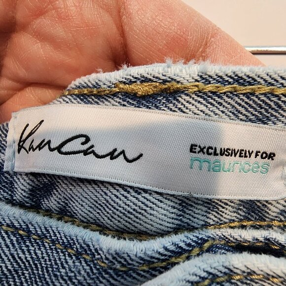 KanCan Nonstretch High Rise Ripped Boyfriend Jeans Thrashed Light Wash Denim 32 - Picture 4 of 9